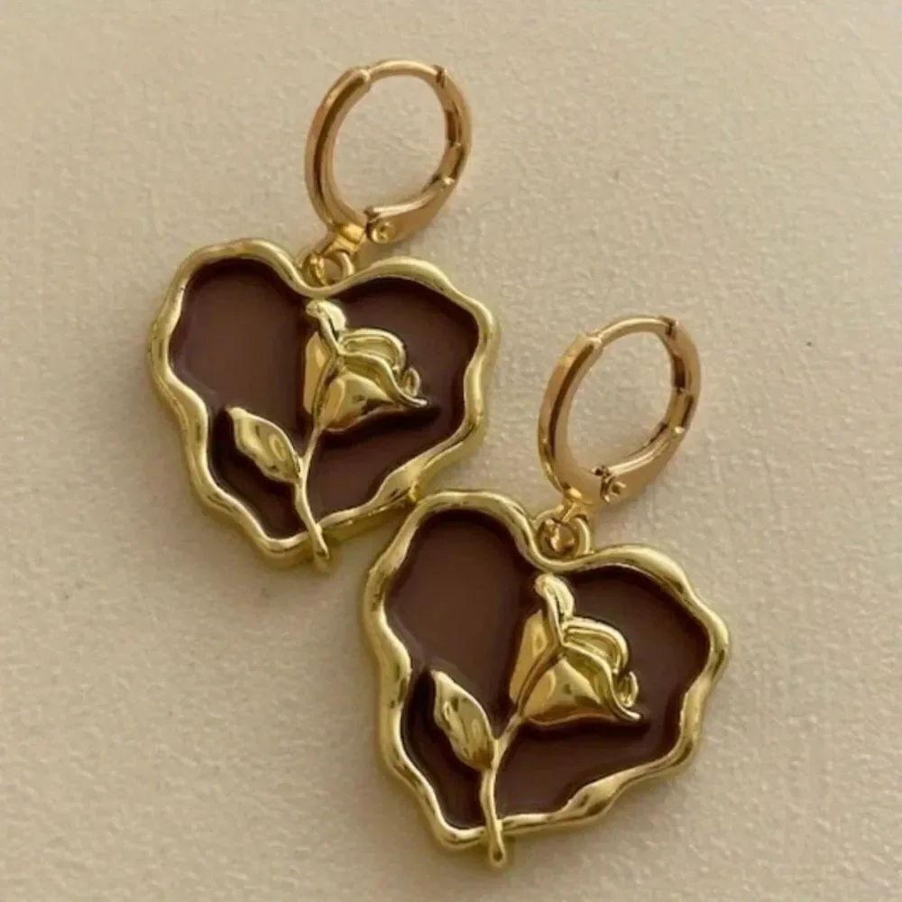 Rose heart earrings N1113